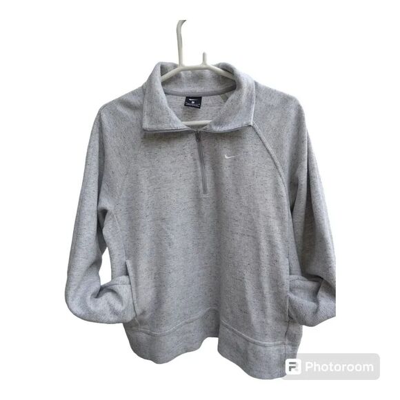 Nike Womens Pullover  M Gray 1/4 Zip Mock Neck Long Sleeve Sweater Sweat… - Picture 1 of 6